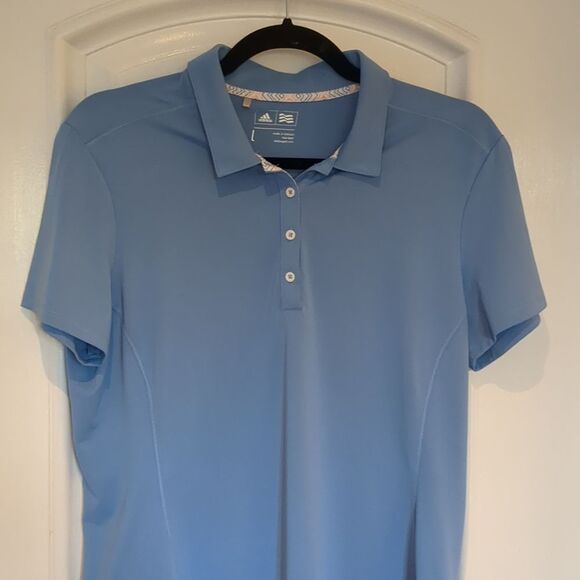 Adidas Preppy Tennis Dress Blue Button Down Polo 1 piece Athletic Flippy Skirt L - Picture 3 of 8